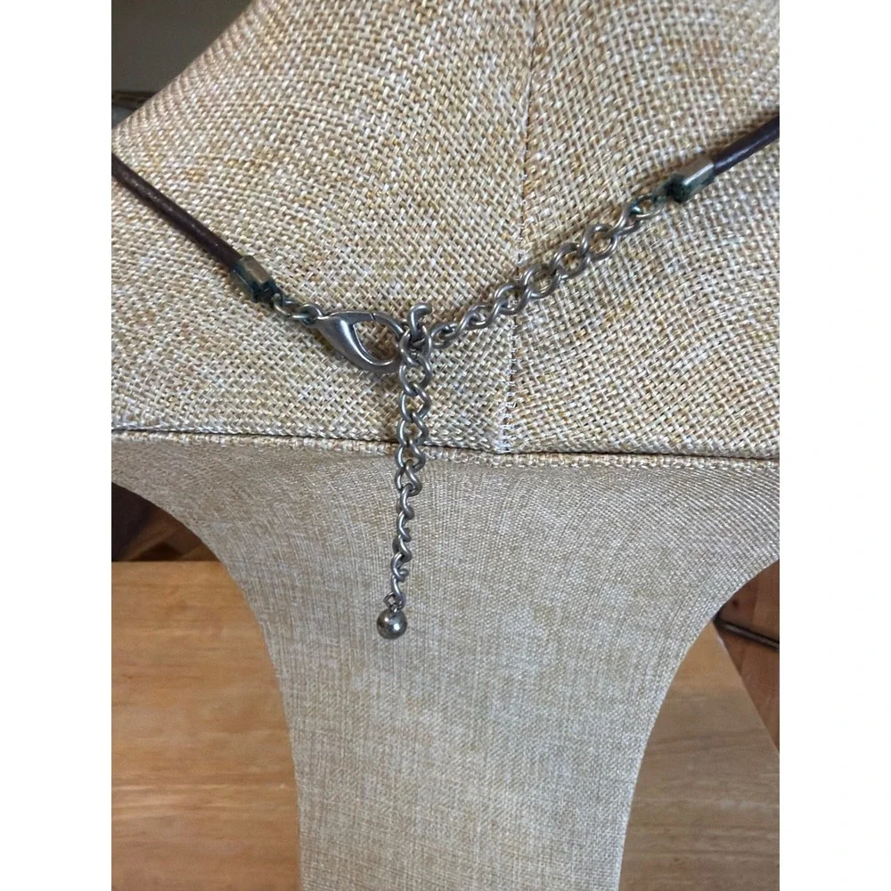 Artisan Mixed Metal Interlocking Rings Cord Necklace Silver‎ Brass Tone Boho